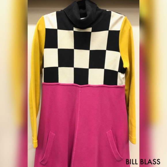 SOLD! BILL BLASS Pop Art Turtle Neck 80's Dress - Picture 3 of 7
